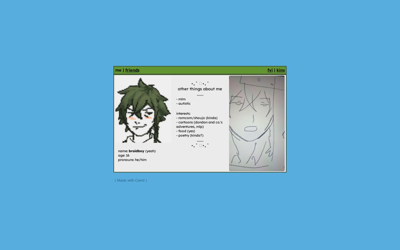 Carrd profile picture for @braided